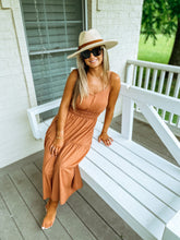 Load image into Gallery viewer, Seaside - Rust Smocked Midi Dress