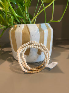 Searcy Beaded Bracelet-White and Gold