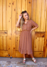 Load image into Gallery viewer, Swiss Dot-Rust Midi Dress