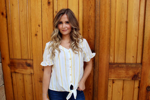 Cotton Candy - Front Tie Striped Top