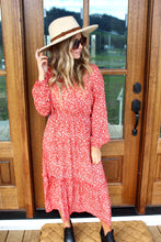 Load image into Gallery viewer, Little Red Wildflower Midi Dress