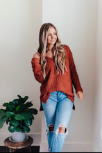Load image into Gallery viewer, Olivia V-Neck Popcorn Sweater- Rust